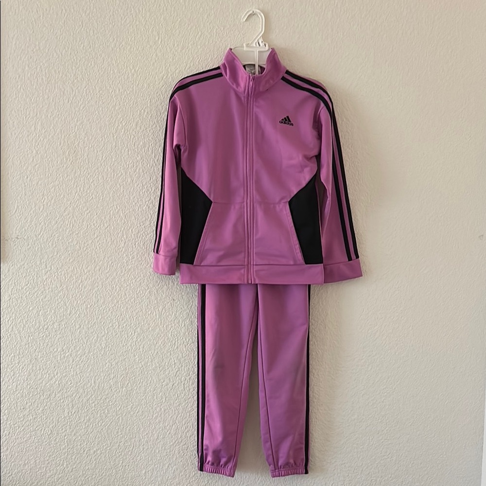 Adidas Pink and Black Tracksuit